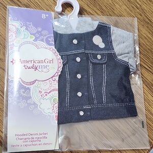 American Girl Doll Truly Me Dark Blue and Gray Hooded Denim Jacket fits 18" doll